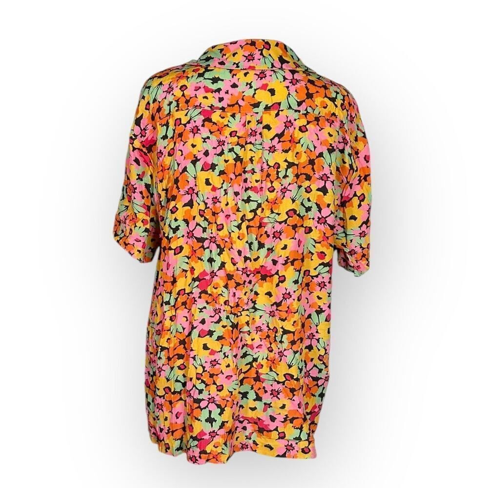 Charlie Holiday Indie Shirt Women's 6 Multicolor Abstract Floral Short Sleeve - Picture 3 of 7